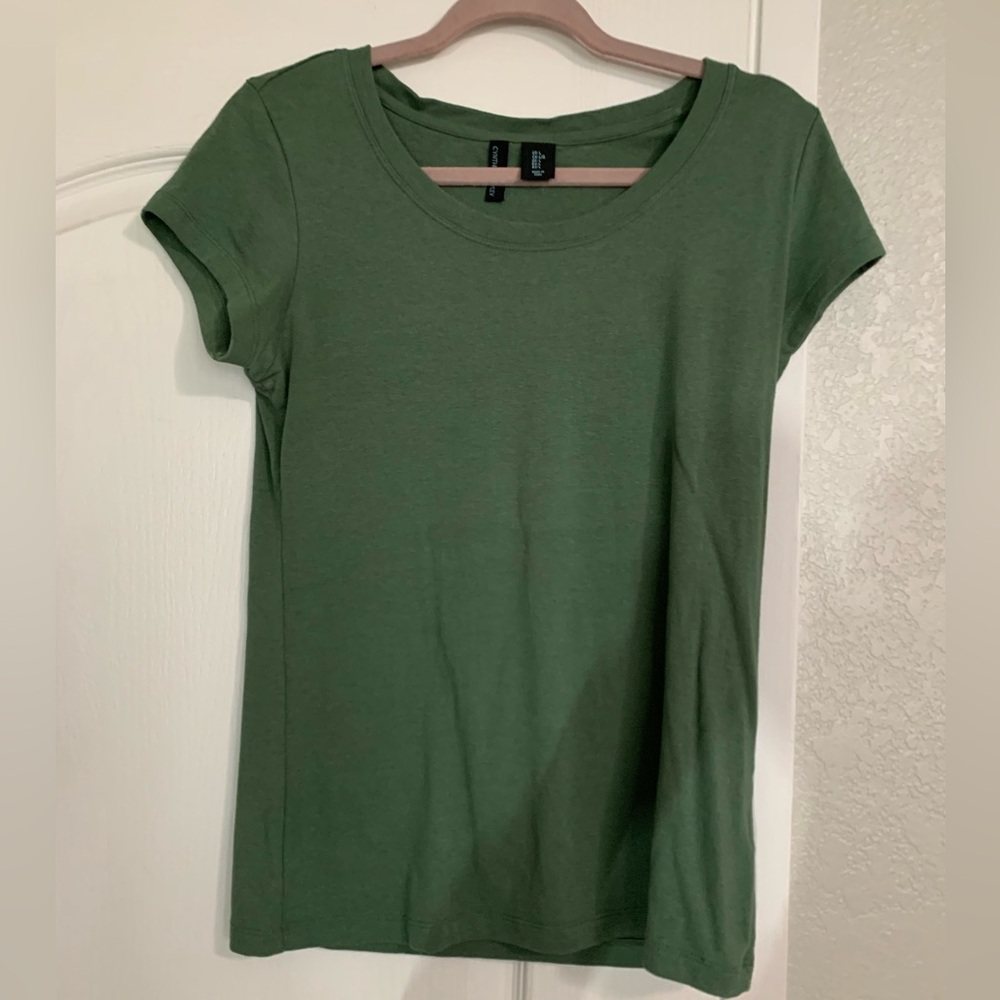 Cynthia Rowley Olive Scoop Neck Short Sleeve Tee